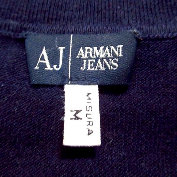 • ARMANI Jeans 1/4 Zip Collared SILK Wool thin Sweater • - Picture 4 of 6